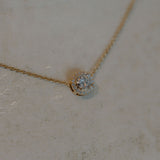 18K halo diamond pendant yellow gold