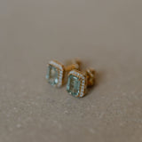 halo studs Green Tourmaline