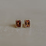 Halo Studs Pink tourmaline