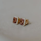 Halo Studs Pink tourmaline