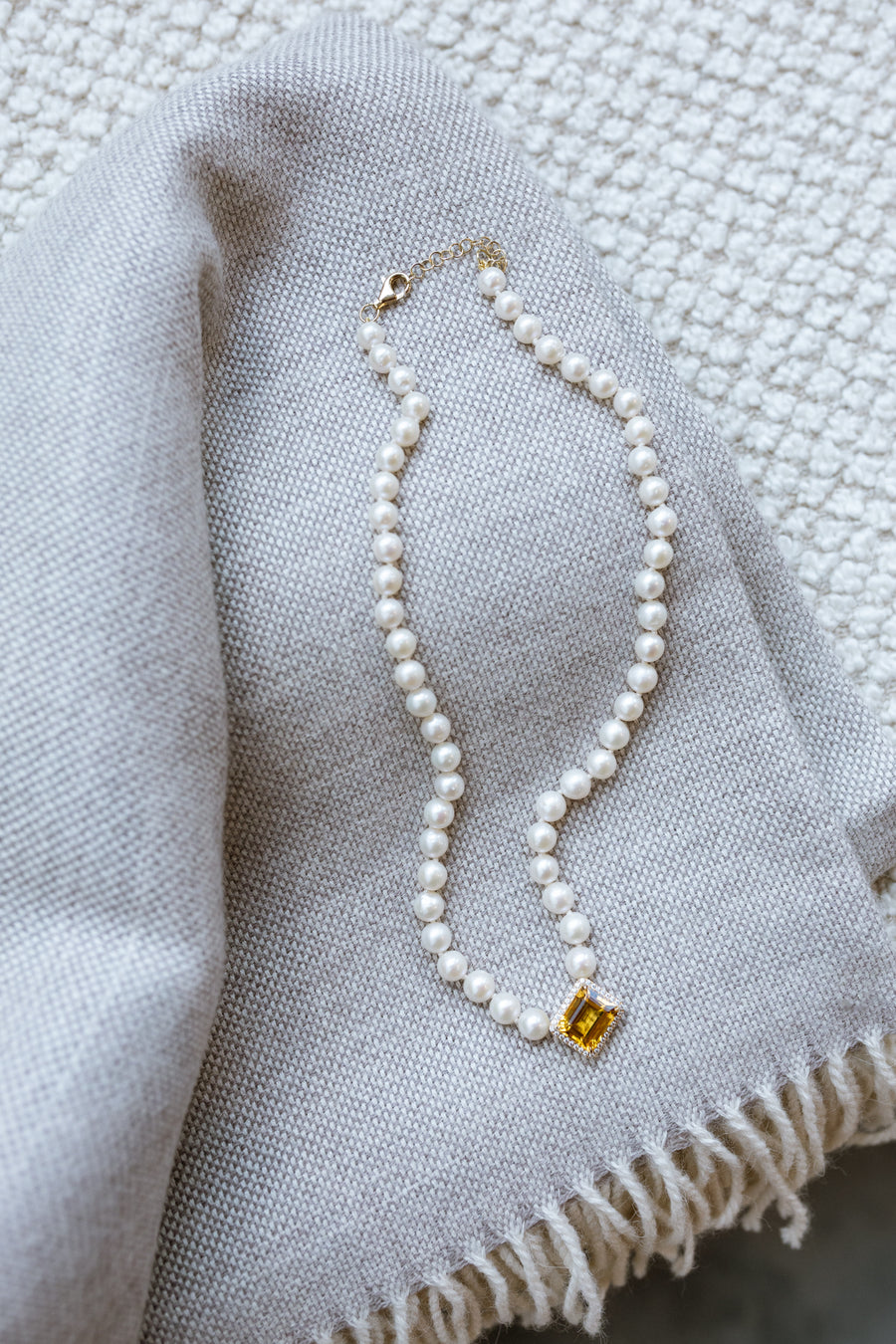 Pearl and citrine necklace