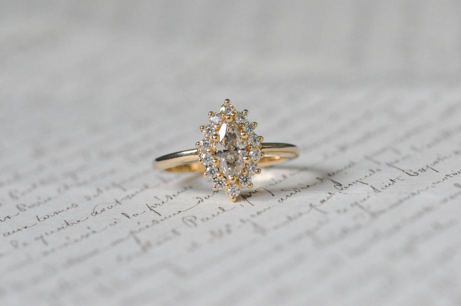 18K marquise diamond ring