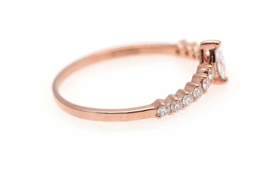 18K marquise diamond ring pink gold