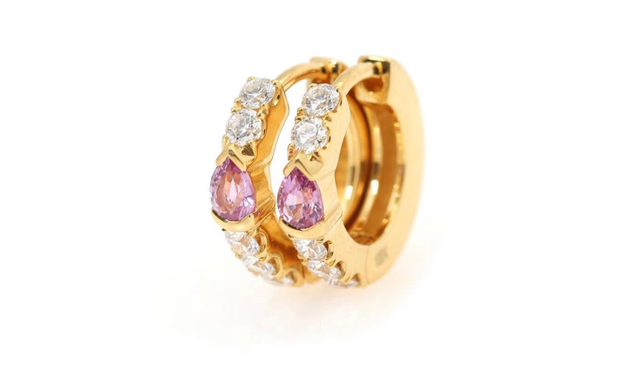 18K pink sapphire diamond hoop
