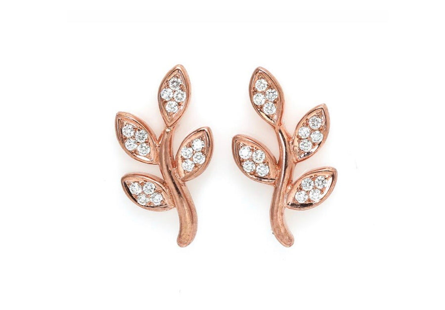 Leaf earrings pink gold