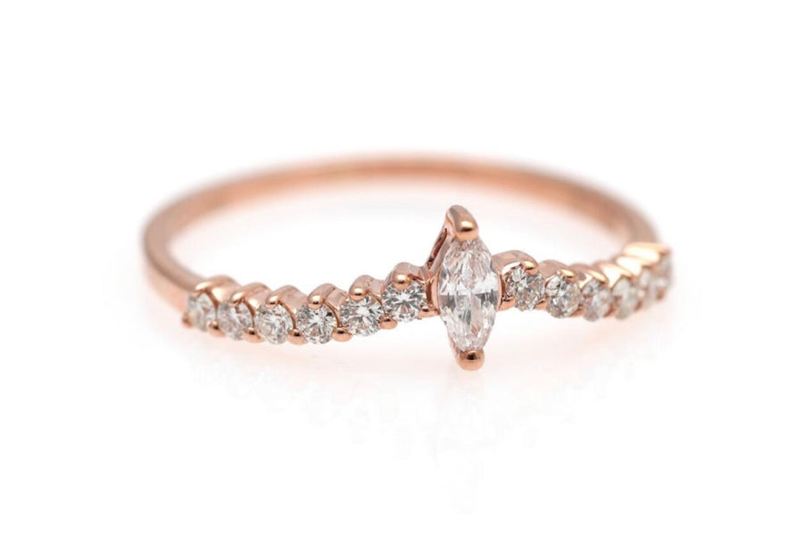 18K marquise diamond ring pink gold