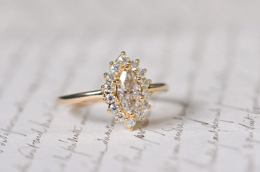 18K marquise diamond ring